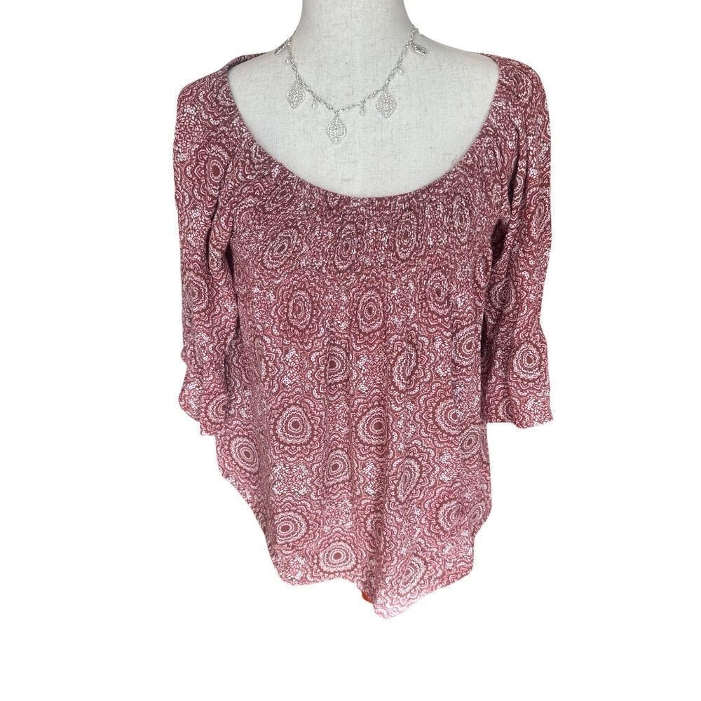 altar'd State Off The Shoulder Flowy Short Sleeve Dusty Rose Top Size Small - Picture 8 of 8
